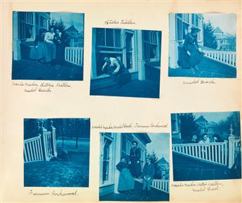 (CYANOTYPES) An album with approximately 570 photographs, all cyanotypes, depicting a womens college, perhaps Radcliffe.